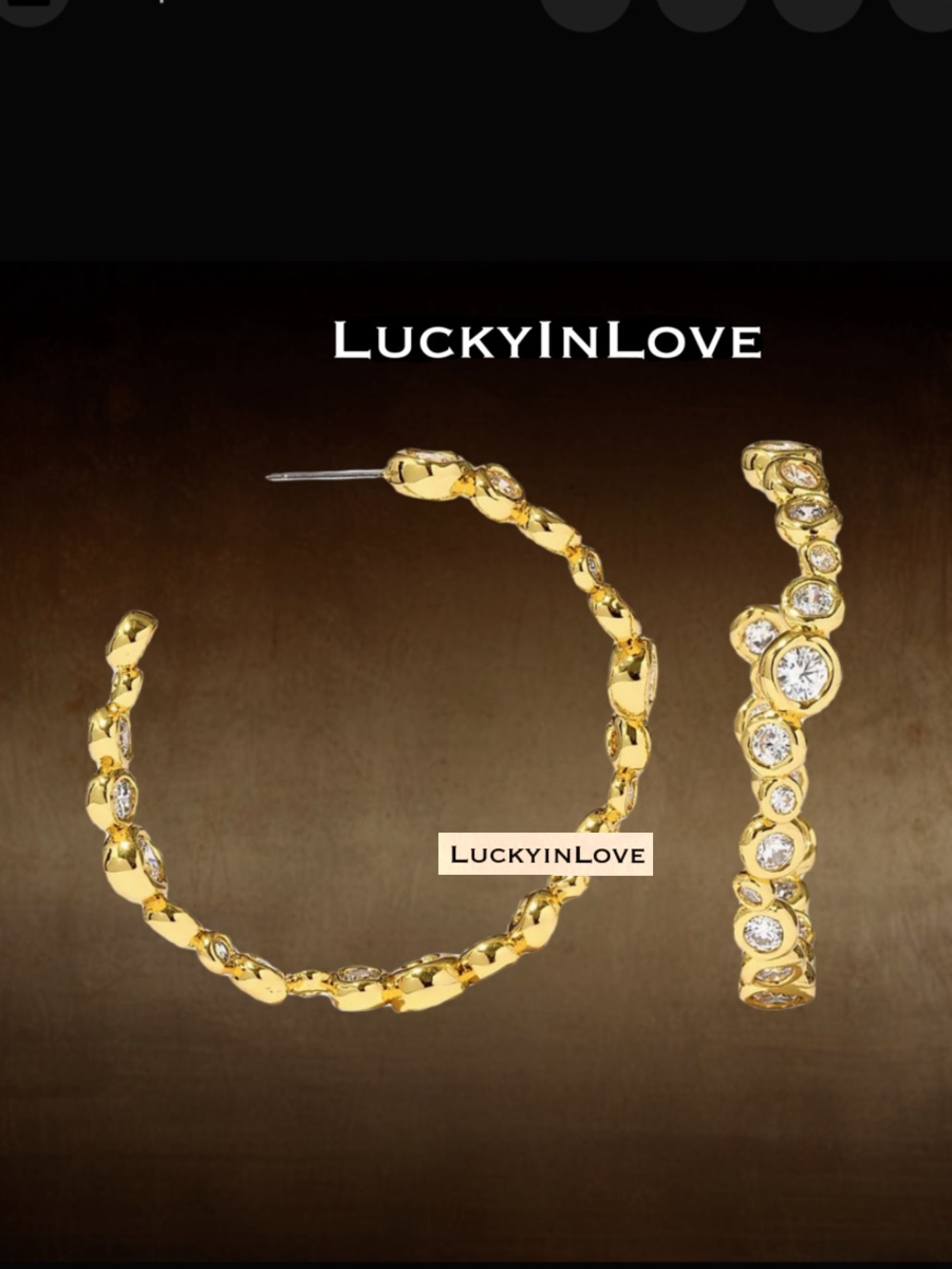Alexis Bittar Asterales Gold CZ Medium Hoop Earrings